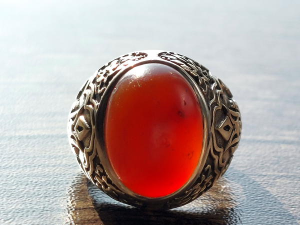 انگشتر نقره مردانه عقیق کهنه یمنی چرب a401_2