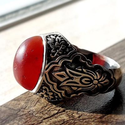 انگشتر نقره مردانه عقیق کهنه یمنی چرب a401_4