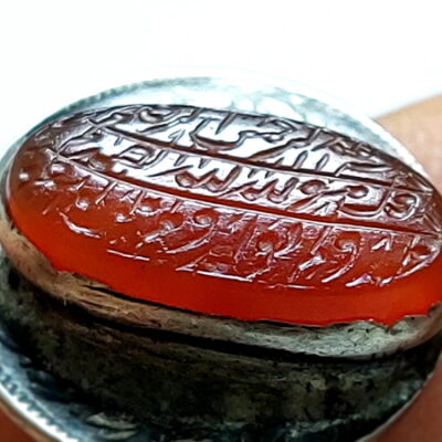 انگشتر قدیمی عقیق خطی f641_2