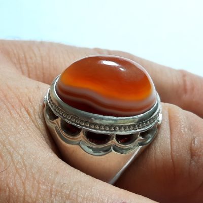 انگشتر مردانه عقیق سه پوست سفارش PJ f685