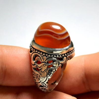 انگشتر مردانه عقیق سه پوست اصل a416_4