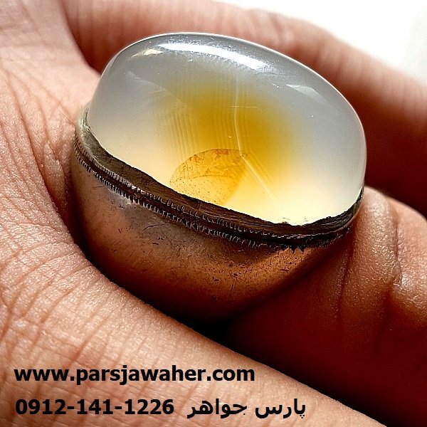 انگشتر قدیمی مردانه عقیق سفید یمنی اصل f704