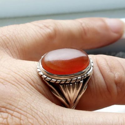 انگشتر قدیمی عقیق یمنی مردانه بش بارماخ a186_8