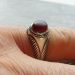 عکس ریز انگشتر ظریف قدیمی عقیق کهنه یمنی سرخ تیره a402
