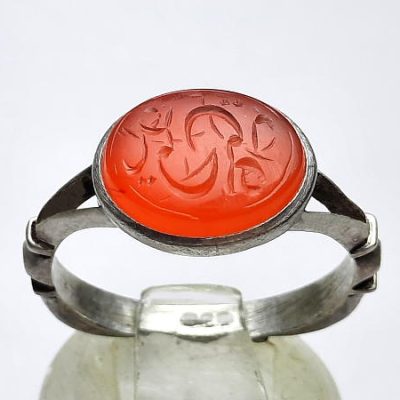 انگشتر عقیق خطی حکاکی دستی یا علی 7189_1