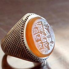 انگشتر مردانه عقیق خطی یا عالما بحالی علیک اتکالی 1