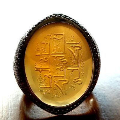 انگشتر مردانه عقیق خطی یا عالما بحالی علیک اتکالی 2