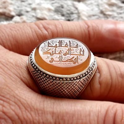 انگشتر مردانه عقیق خطی یا عالما بحالی علیک اتکالی 3