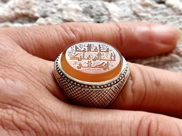 انگشتر مردانه عقیق خطی یا عالما بحالی علیک اتکالی 3 انگشتر مردانه عقیق خطی یا عالما بحالی علیک اتکالی 3
