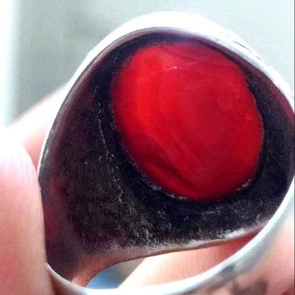 پشت نگین انگشتر قدیمی عقیق f693_8