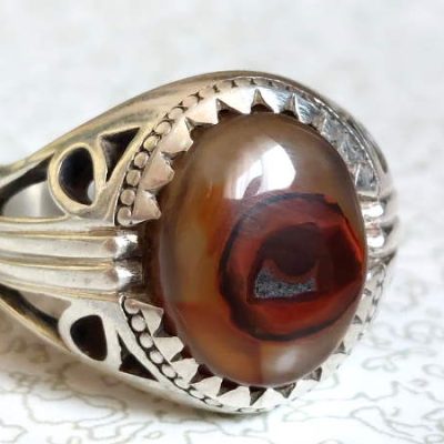 انگشتر عقیق چشمی یمنی اصل نقره مردانه a225_1