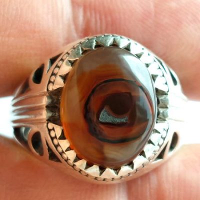 انگشتر عقیق چشمی یمنی اصل نقره مردانه a225_2