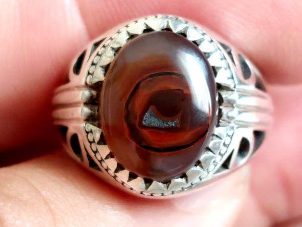 انگشتر عقیق چشمی یمنی اصل نقره مردانه a225_3